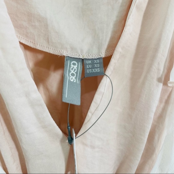 Satin pink ruffle teddy romper - Picture 3 of 8